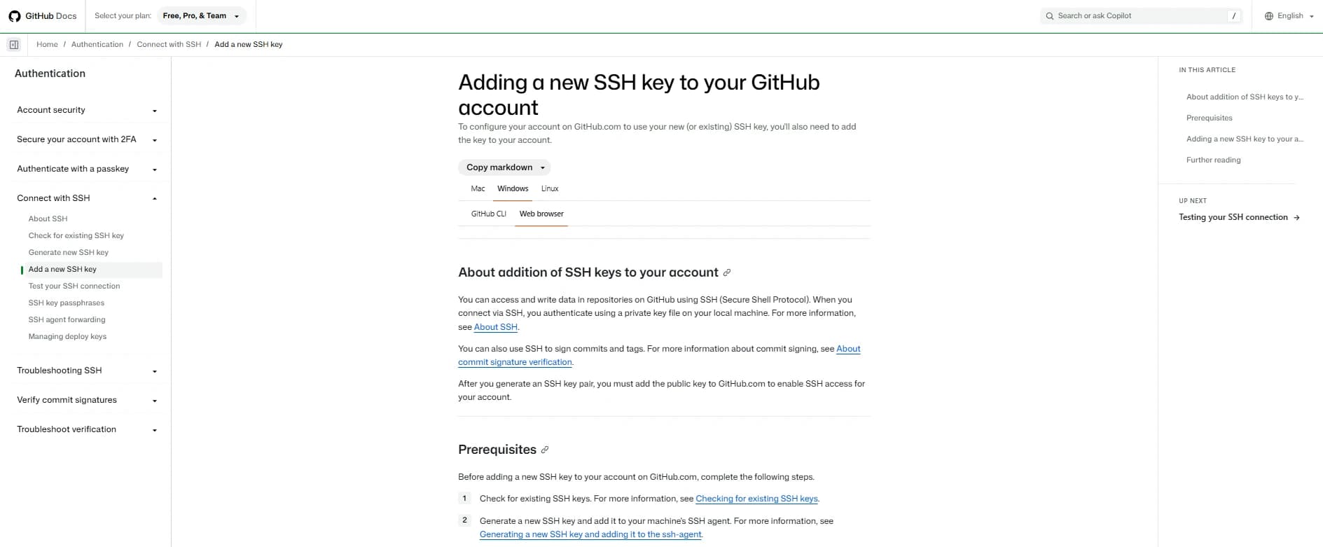 GitHub guide to adding a new SSH key to an account